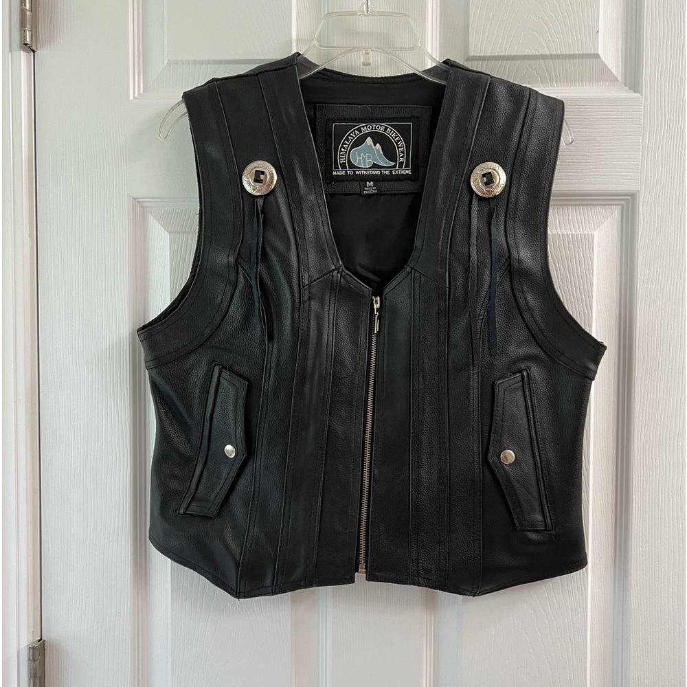 Leather biker vest